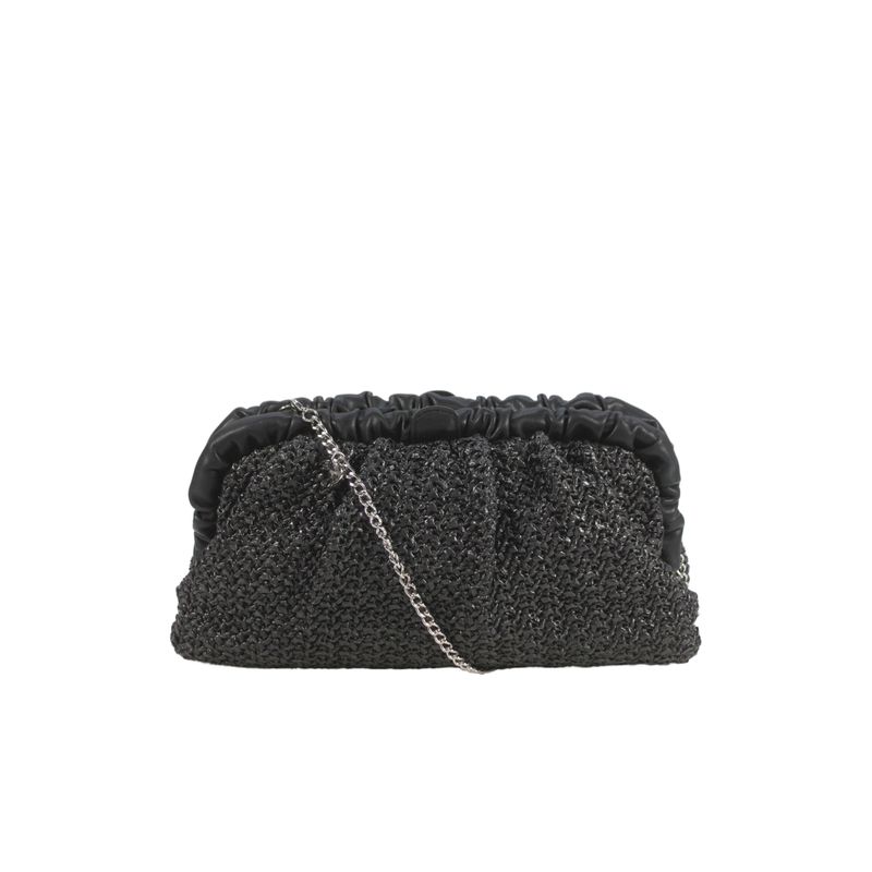 Olga Berg Womens Woven Convertible Clutch Bag Black